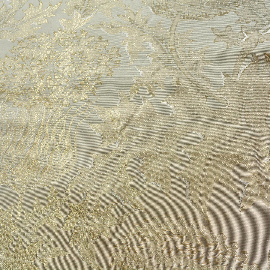 Brocade Fabric | Ivory and gold| Upholstery Fabric & Home Decor Textile | Curtain, Drapery, Pillow | By the Yard