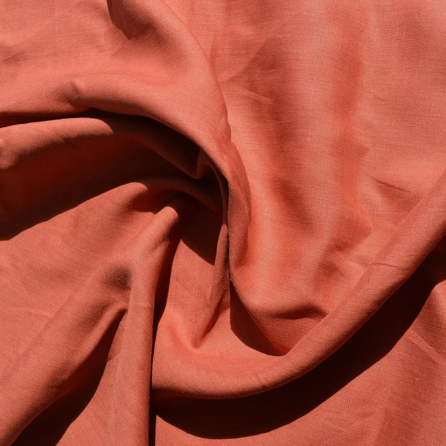 Red clay | 100% linen | Linen | Designer Deadstock | By the Yard