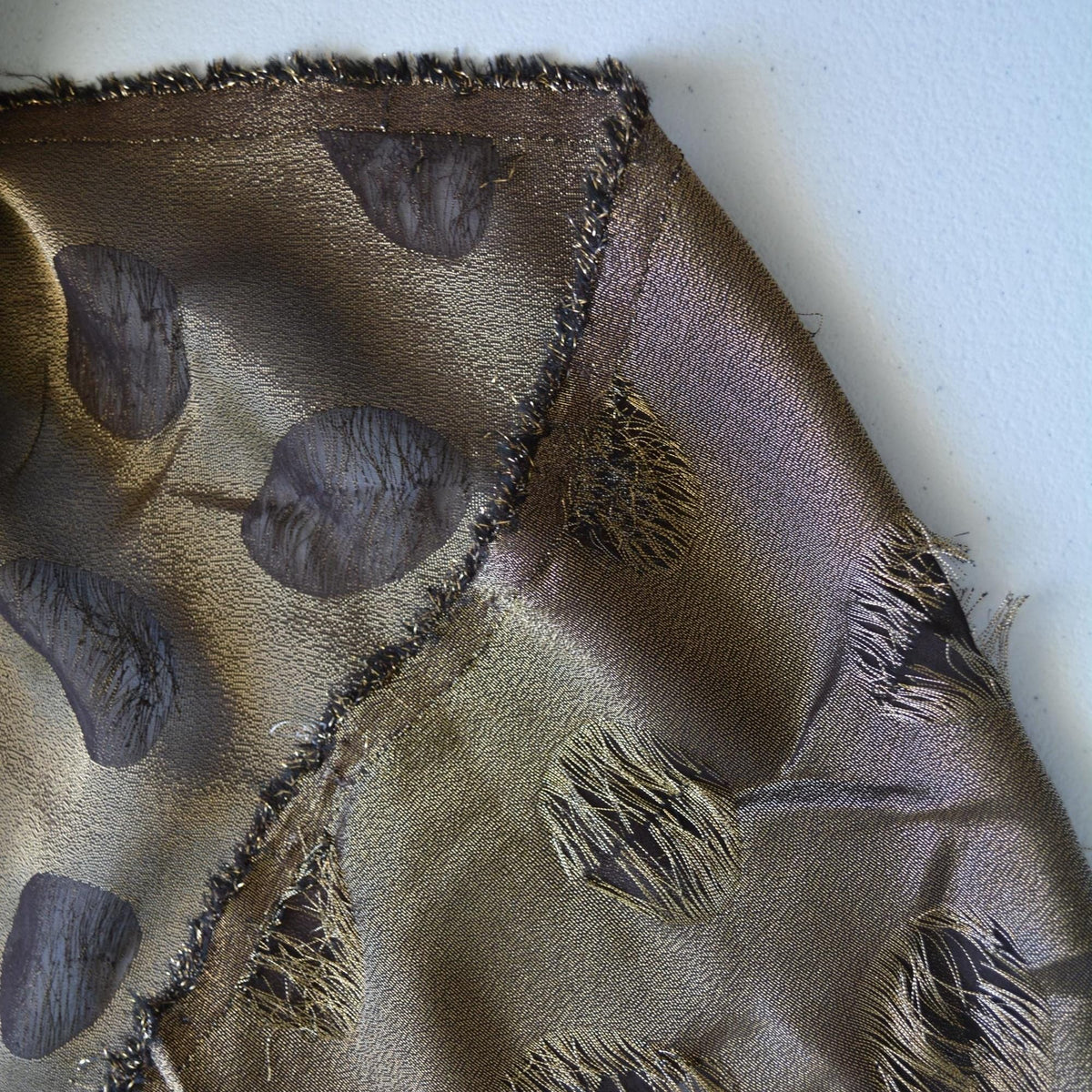 Sheer Chiffon Fabric | Black and gold | 100% Silk |By the Yard
