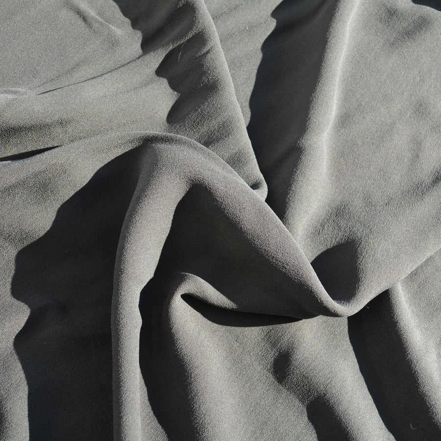 Silk Georgette Fabric | Dark gray | Luxury Designer Textile |By the Yard
