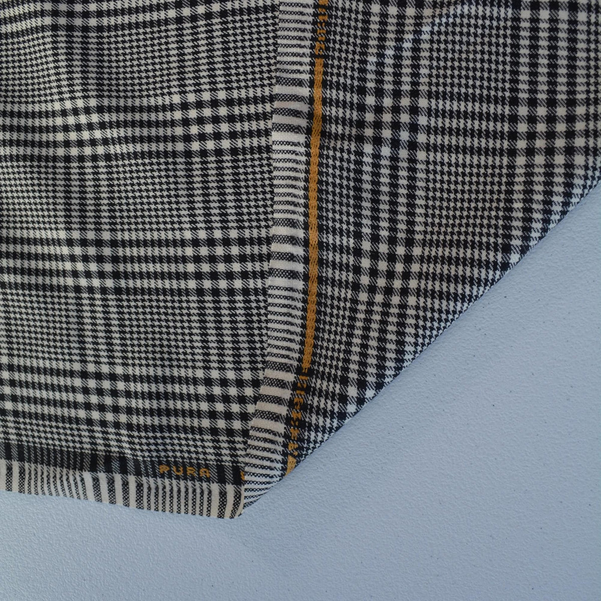 Black and White Plaid Virgin Wool Fabric Light Midweight | By the Yard