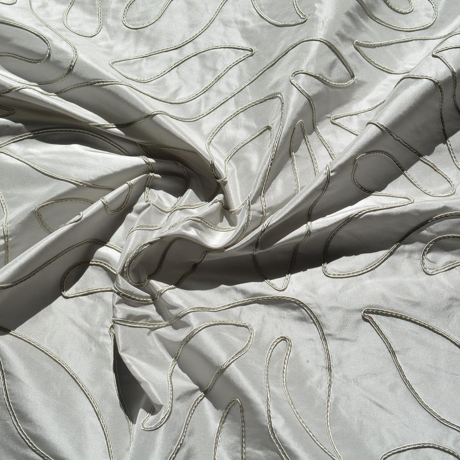 Silk Taffeta Fabric | Light gray | Luxury Designer Textile |By the Yard