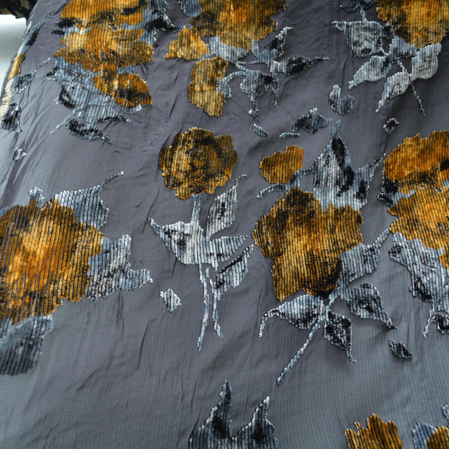 Italian Silk Chiffon Burnout Velvet Floral Haute Couture | By the Yard
