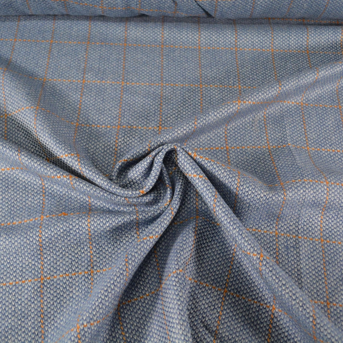 Made in Scotland Wool Tweed | Blue Mink Chinchilla Cashmere Lambswool Windowpane Midweight Designer Fabric 65 Inch Usabl