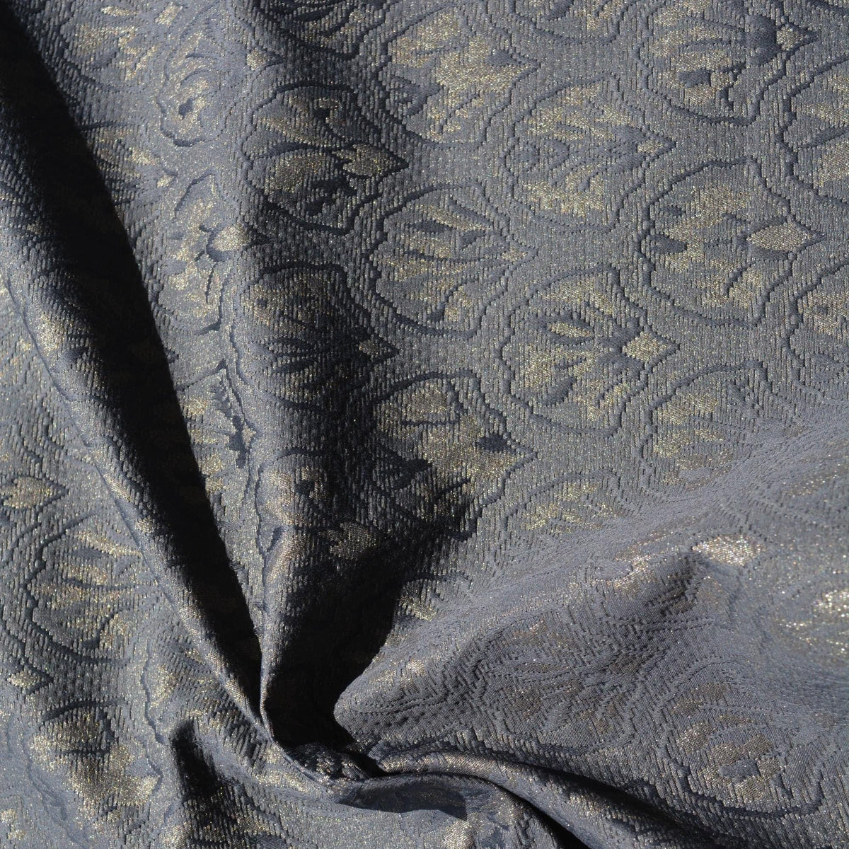 Black Cotton Blend Brocade Fabric | Designer Deadstock | By the Yard