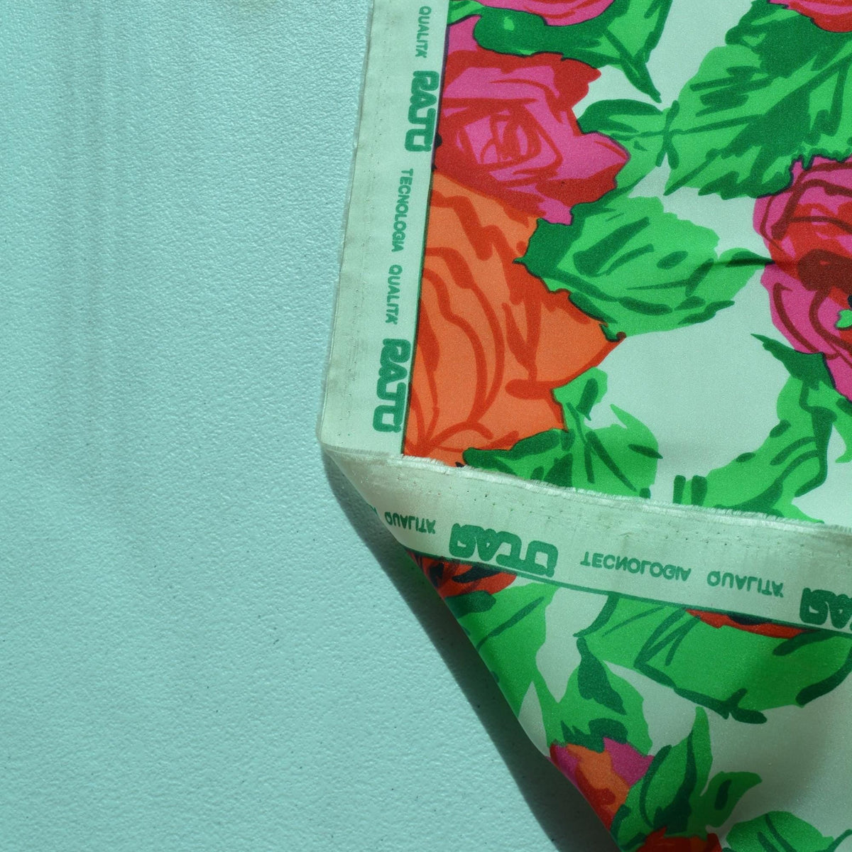 Silk Taffeta Print Fabric Green / pink / orange Floral print 55" Wide Luxury Fabric | By the Yard