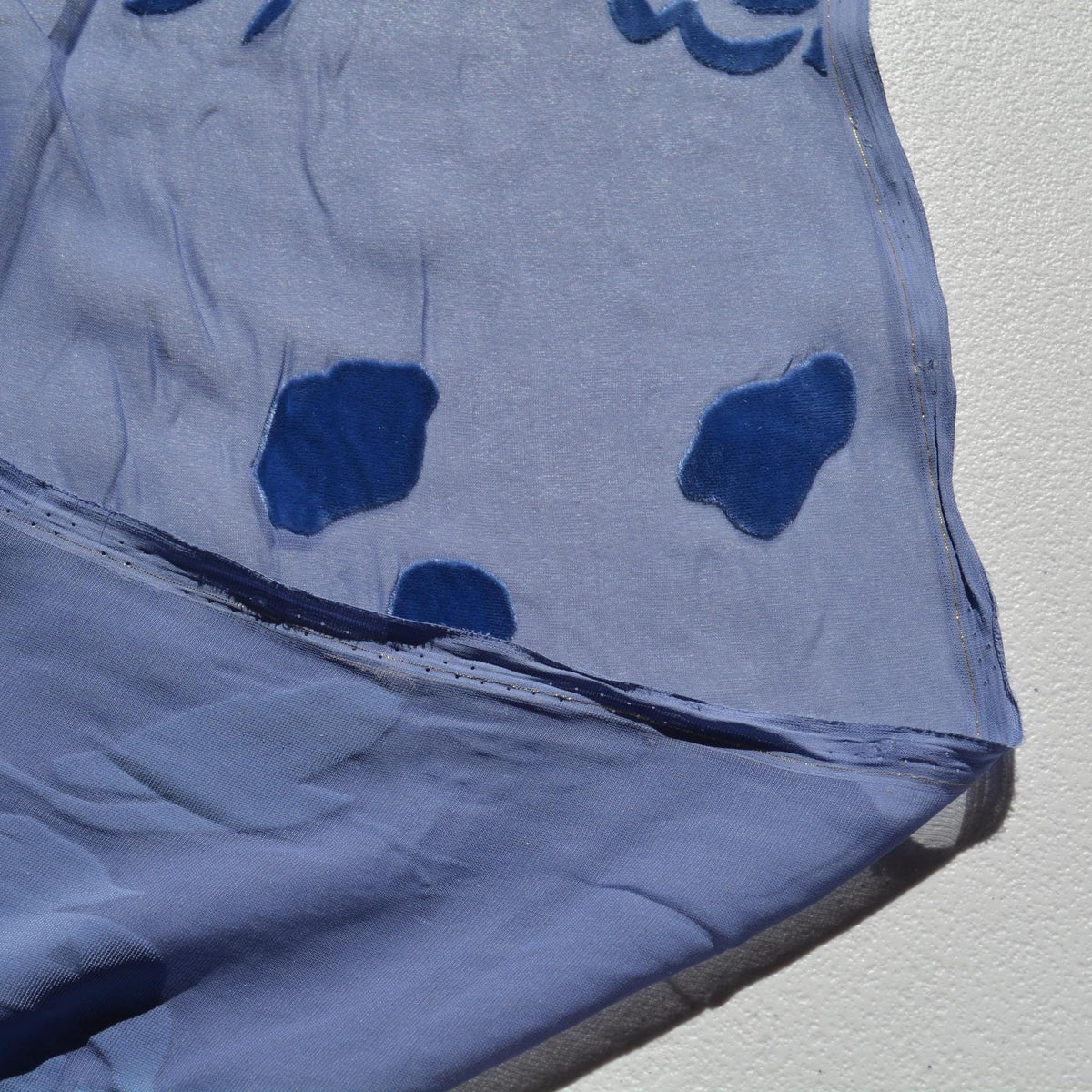 Burnout Velvet Chiffon Blue floral 45" Wide Luxury Fabric Sewing | By the Yard