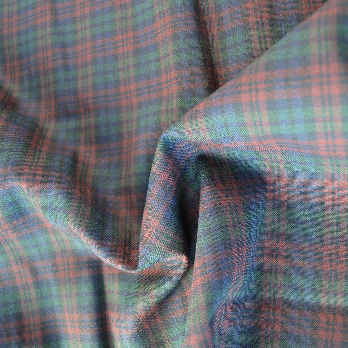 Dark Tartan Wool Tweed Fabric Navy Green Red Blue Plaid 61 Inch Wide | By the Yard