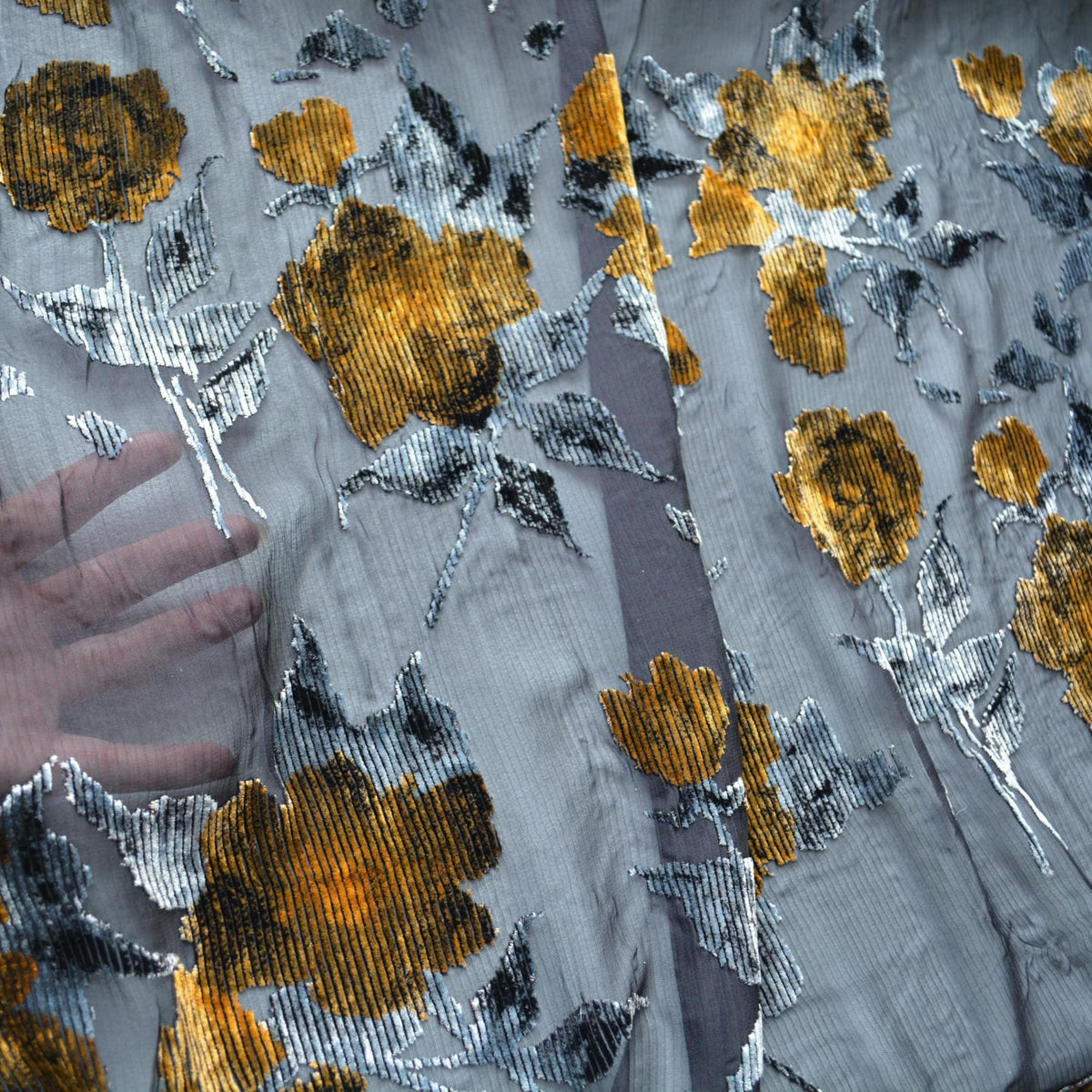Italian Silk Chiffon Burnout Velvet Floral Haute Couture | By the Yard