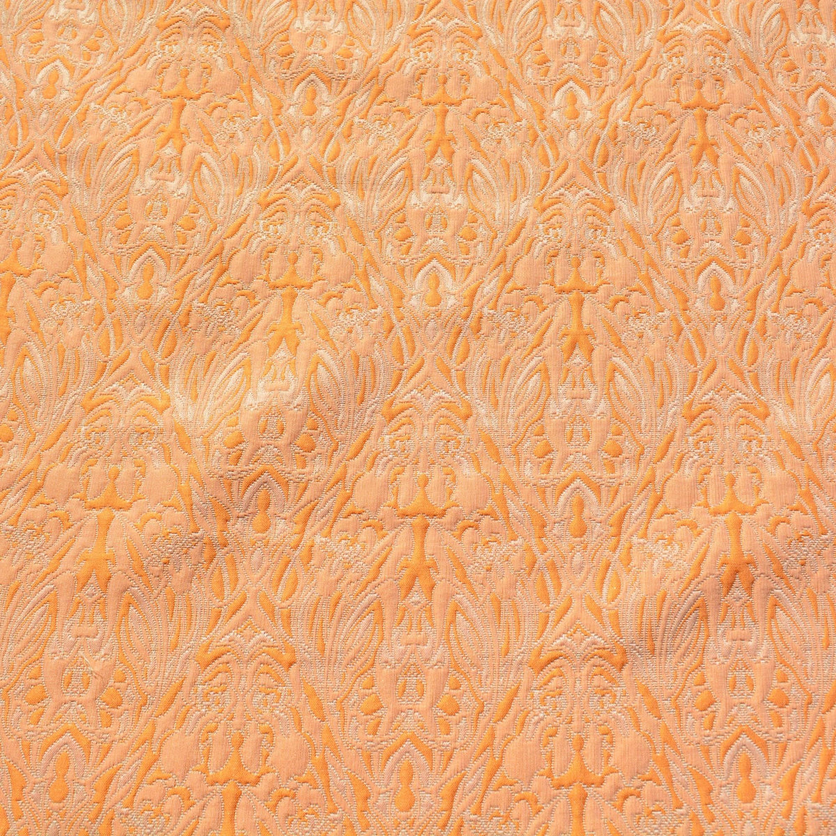 Orange 100% Cotton Brocade Fabric | Designer Deadstock Yardage |By the Yard