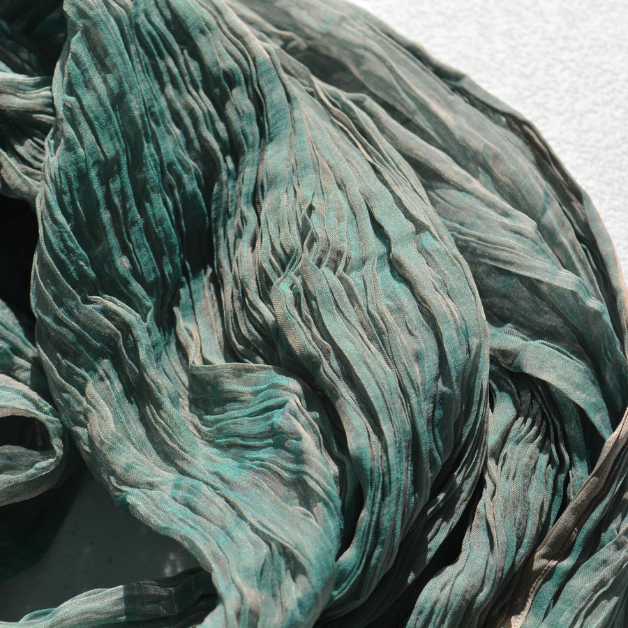 Vintage French Pleated Shibori Silk Crinkle Chiffon Fabric | Made in France | Luxury Fabric | By the Yard