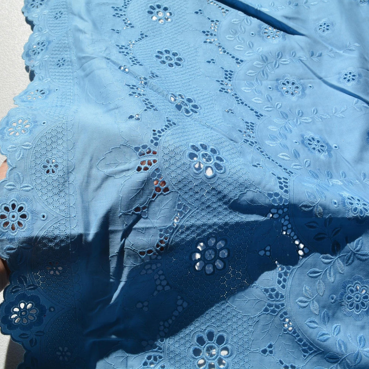 Cotton Lace Fabric | Blue | Designer Yardage |By the Yard