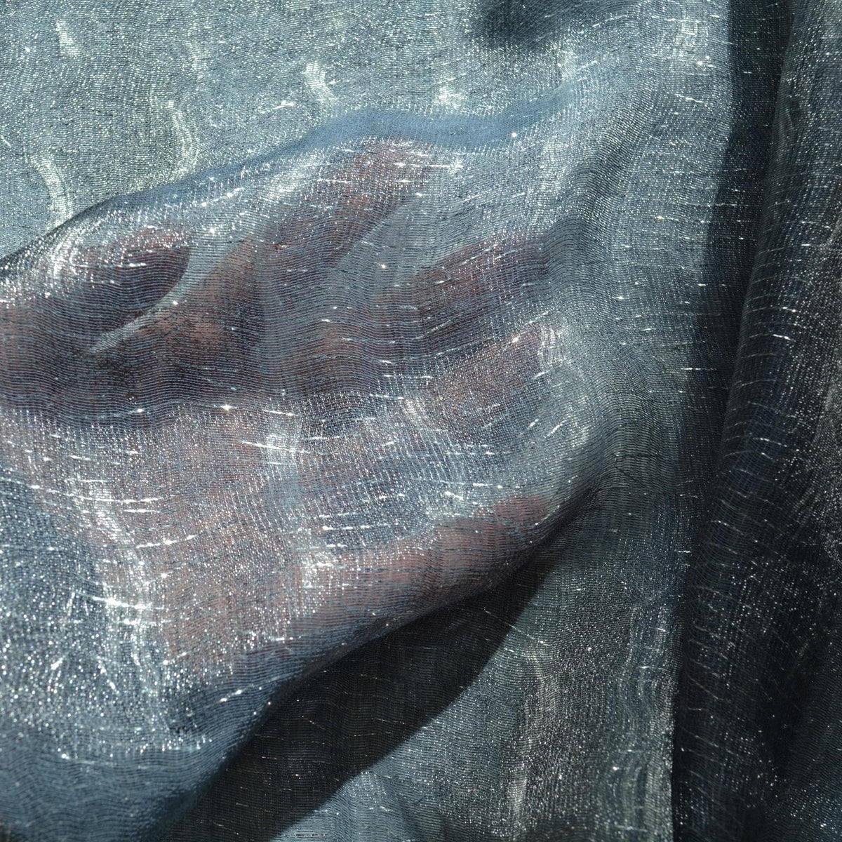 Sheer Metallic Polyester Fabric Gray Blue Shimmer | By the Yard