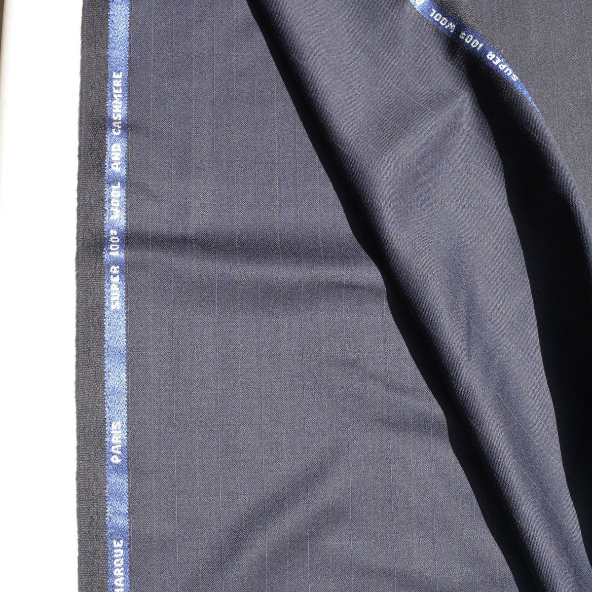 British Cashmere Super 100s Wool Suiting Fabric | Black with Stripes | Made in England | Luxury Tailoring Material| By t