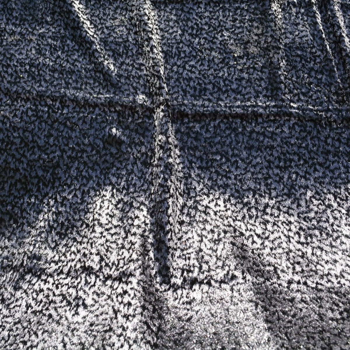 Gray Black Metallic Velvet on Silk Georgette | Designer Fabric | Silk Burnout Velvet, Luxury Dressmaking Fabric | By the