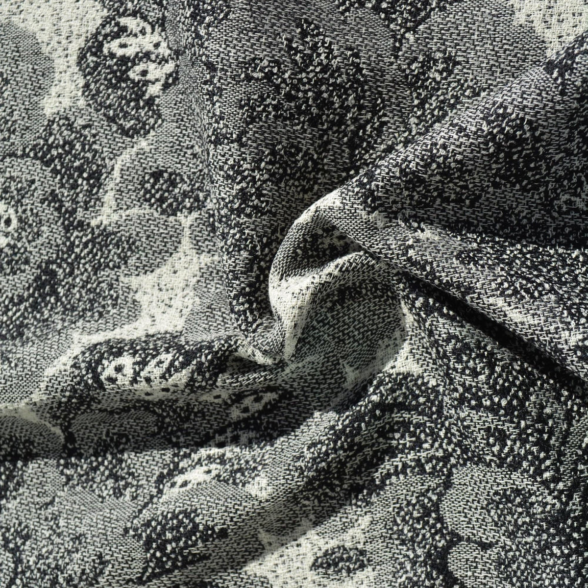 Floral Wool Fabric | Black and white | Luxury Designer Textile |By the Yard