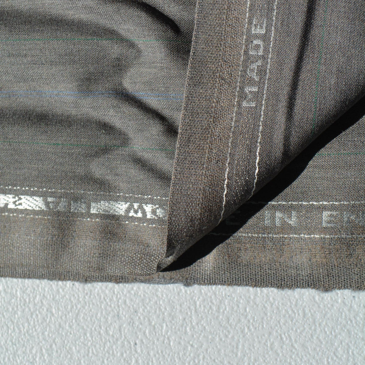 British Super 120s Pure Wool Suiting | Gray with blue stripes | Designer Fabric Yardage |By the Yard