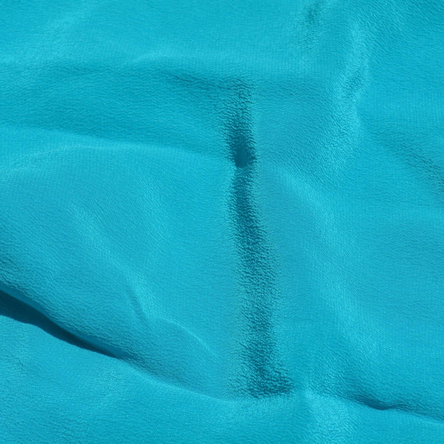 Pure Silk Pebble Crepe Fabric | Blue Lightweight Washed Designer Deadstock | Dresses, Blouses, Skirts | By the Yard