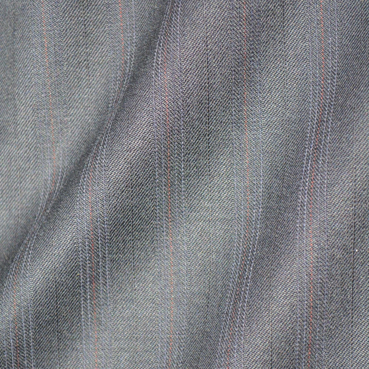 British Super 120s Cashmere Wool Fabric | Grey with red stripes | 60 Inch Wide | Suiting Made In England | By the Yard