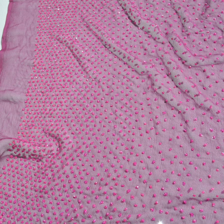Crinkle Chiffon Fabric | Purple | 100% Silk |By the Yard
