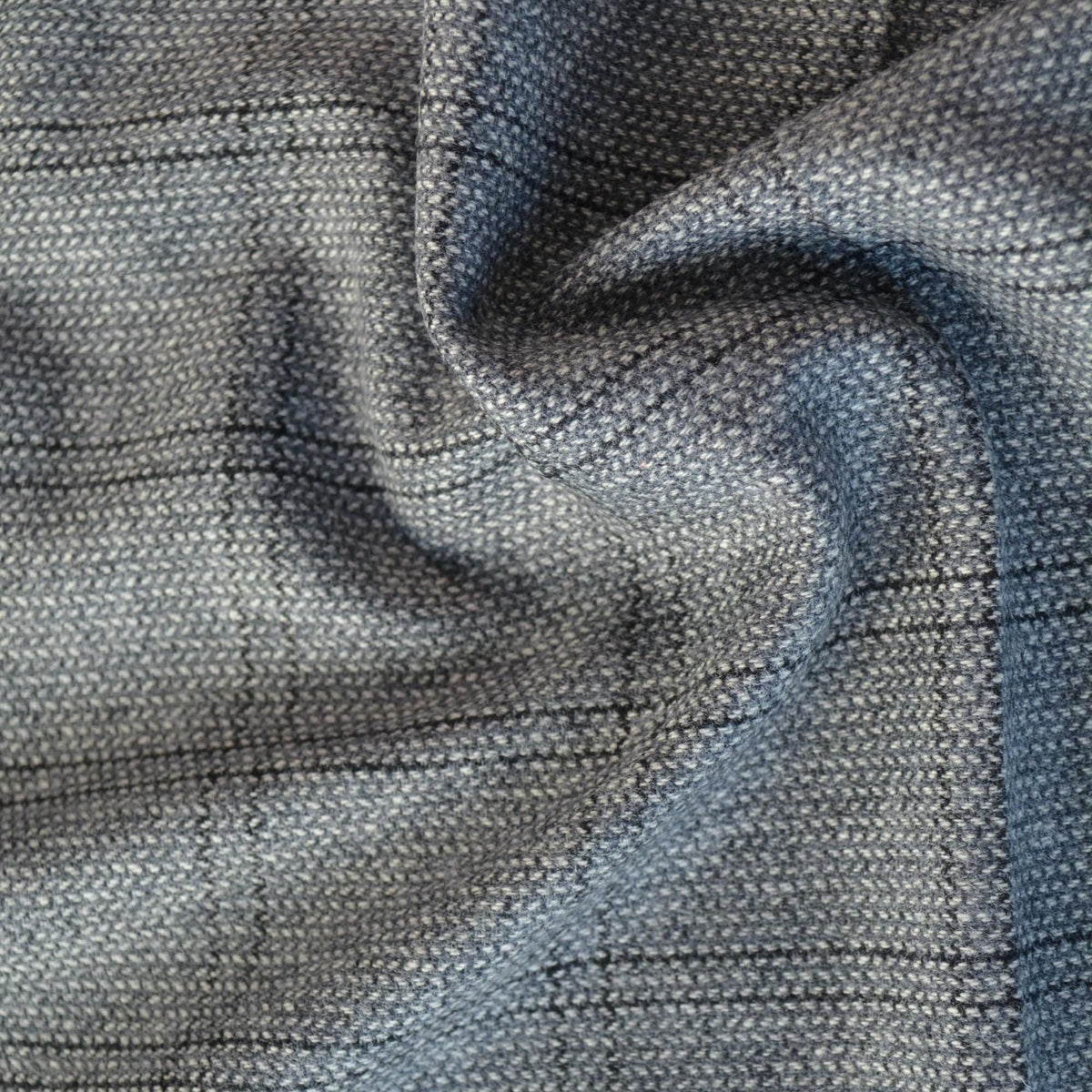 Gray Herringbone Wool Tweed with Black Windowpane 61 Inch Wide | By the Yard