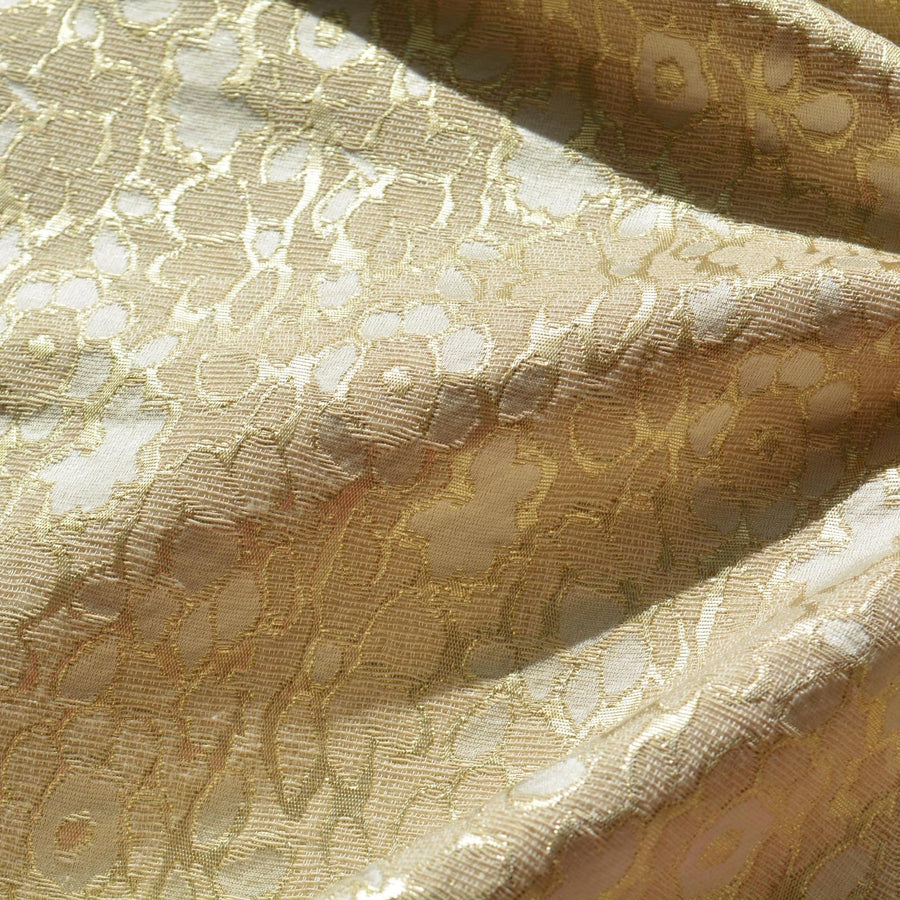 Brocade Fabric | Gold and beige | Upholstery Fabric & Home Decor Textile | Curtain, Drapery, Pillow | By the Yard