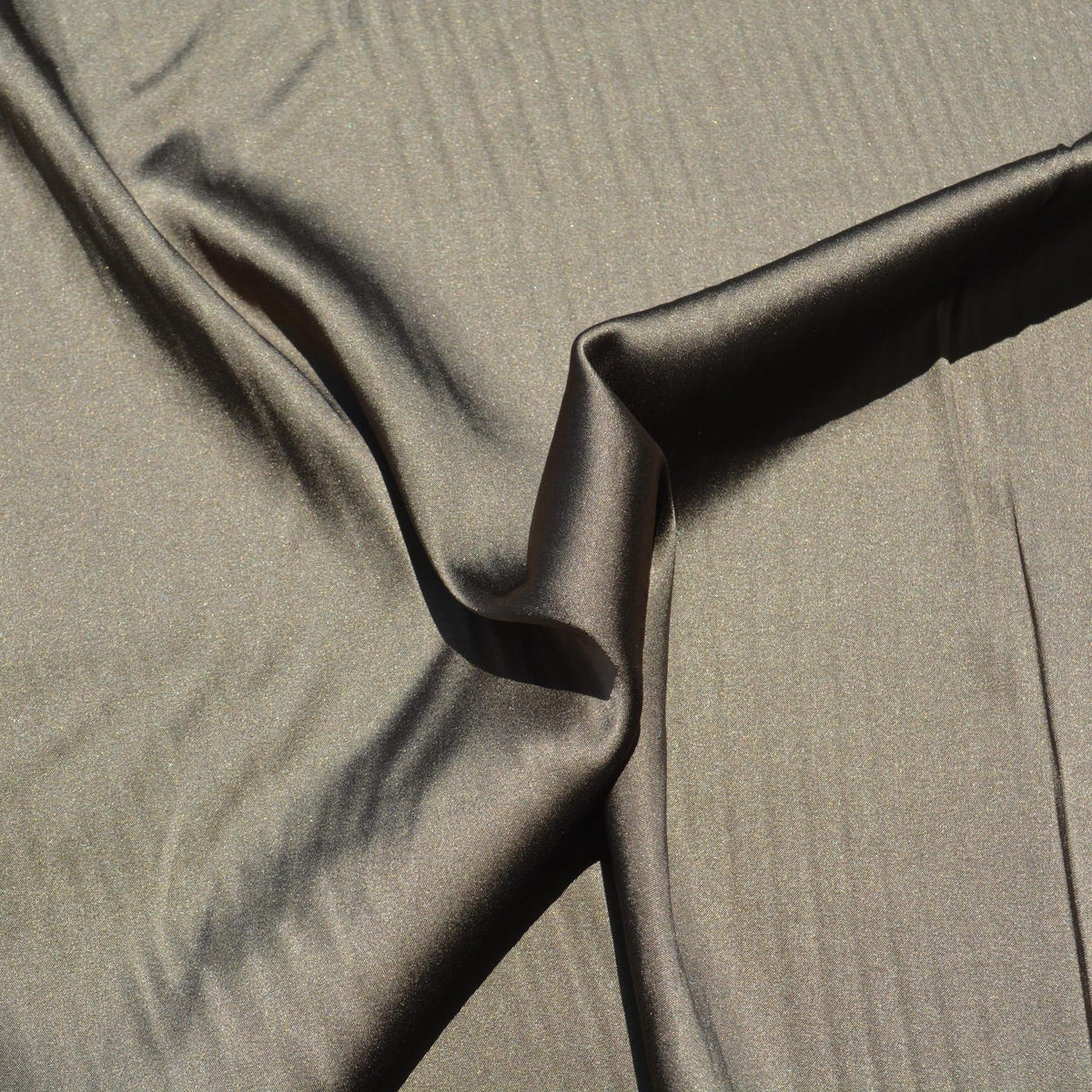 Pure Silk Charmeuse Stretch Fabric | Brown Designer Deadstock | Dresses, Skirts, Blouses | By the Yard