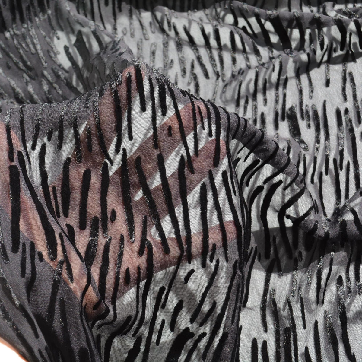 Italian Burnout Fabric Fabric | Sheer Black Lightweight |By the Yard