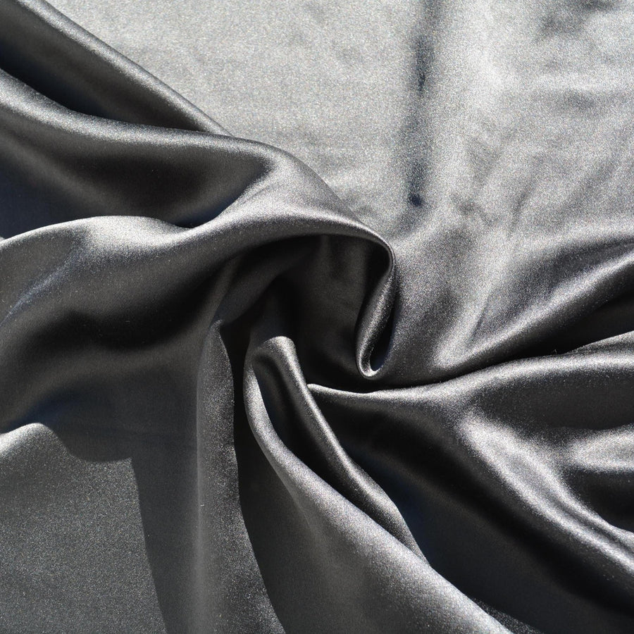 100% Silk Satin Fabric | Black | Luxury Silk Yardage |By the Yard