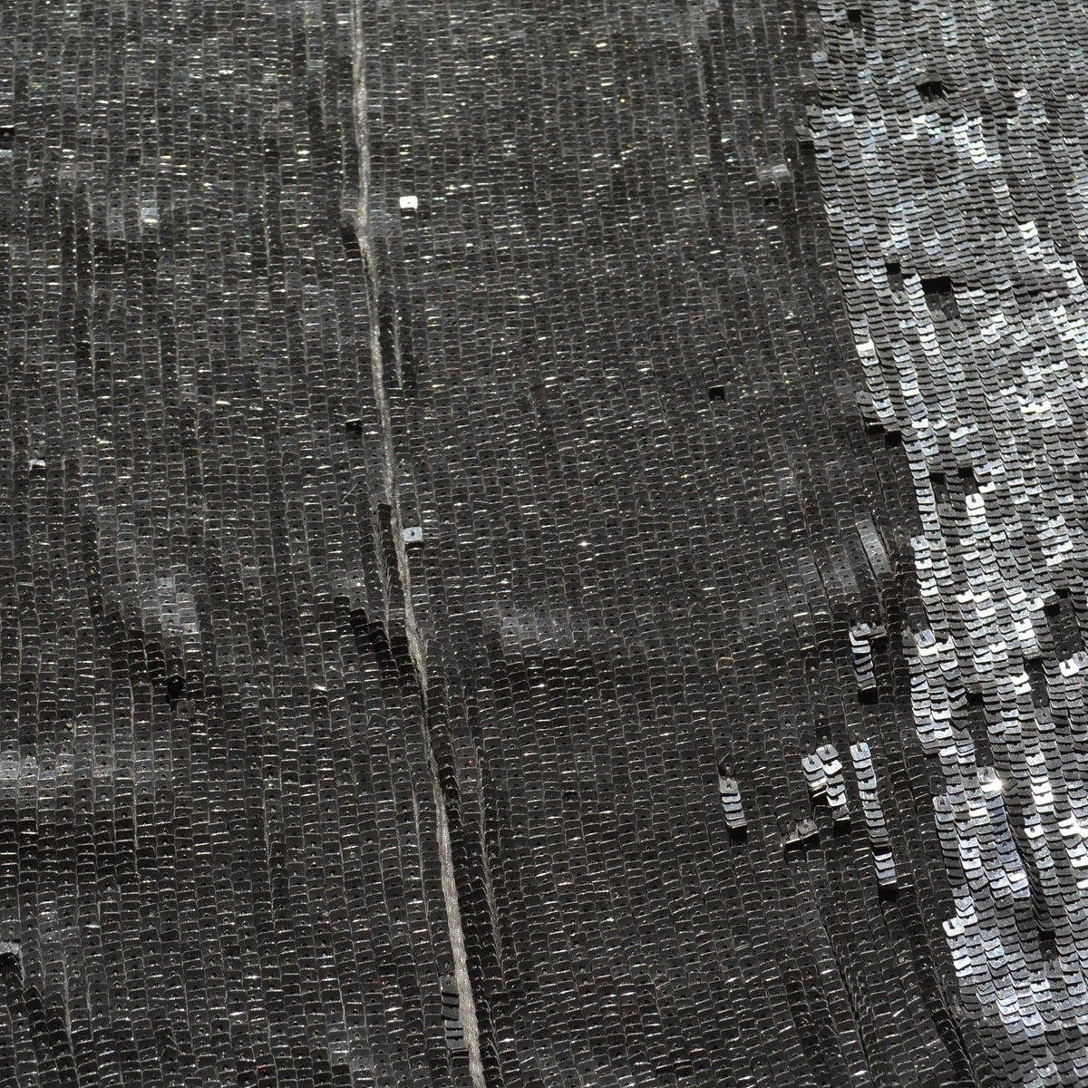 Black sequined (partially damaged) Sequined Fabric Fabric | Designer Deadstock Yardage |By the Yard
