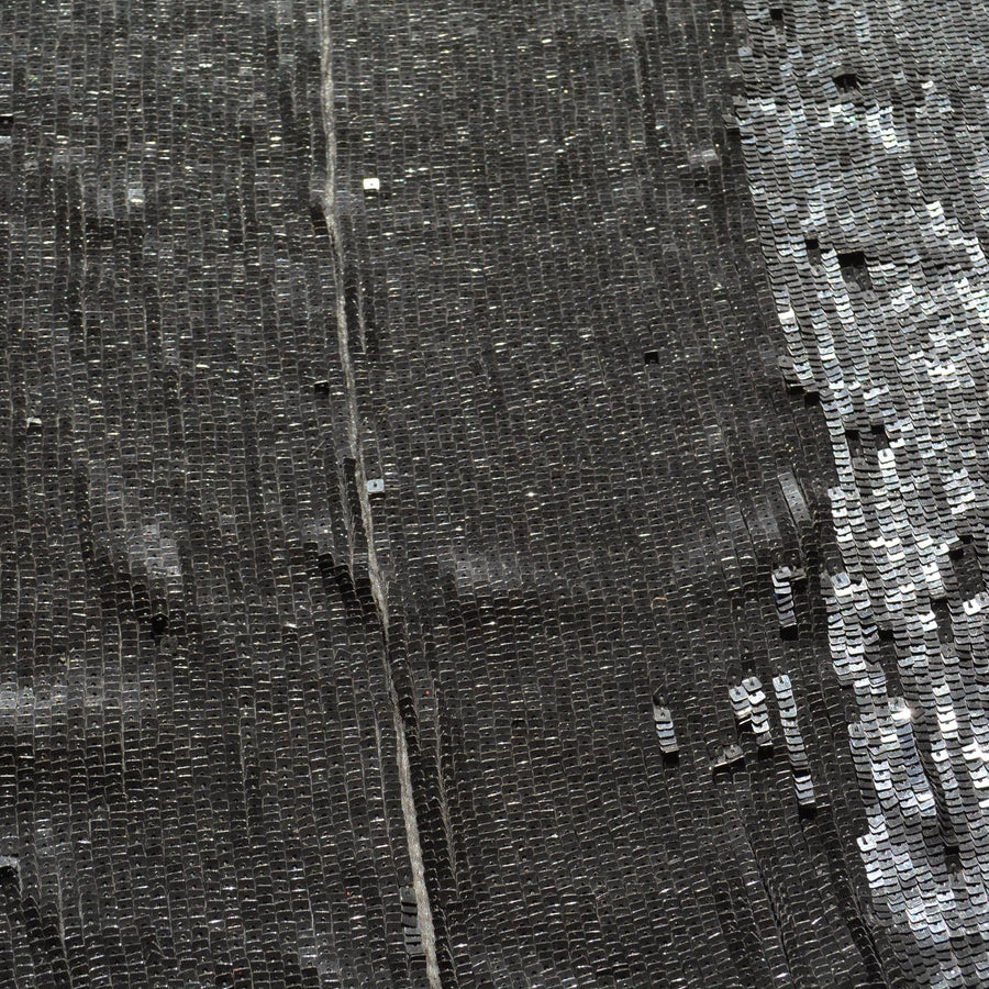 Black sequined (partially damaged) Sequined Fabric Fabric | Designer Deadstock Yardage |By the Yard