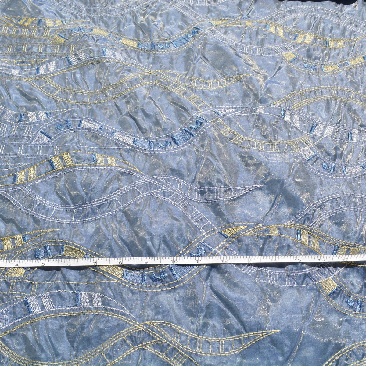 Blue Brocade Fabric | Designer Deadstock | By the Yard