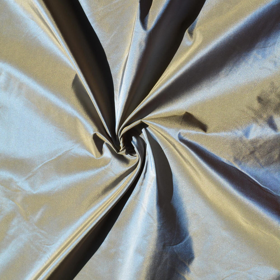 Silk Taffeta Fabric Sky blue and muted gold Two-tone 56" Wide Luxury Fabric | By the Yard