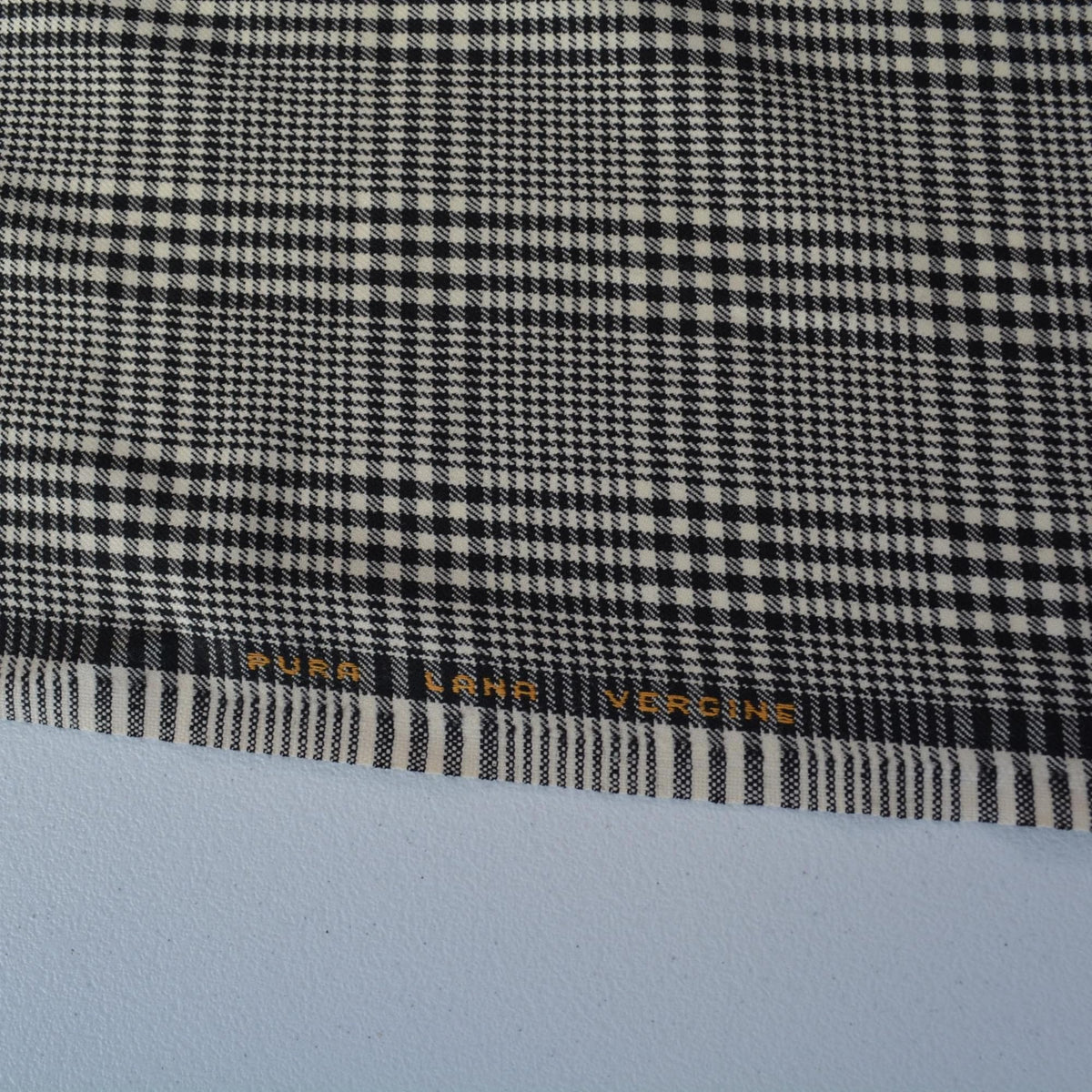 Black and White Plaid Virgin Wool Fabric Light Midweight | By the Yard