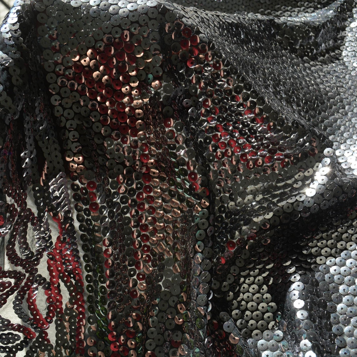 Black and silver sequined Sequined Fabric Fabric | Designer Deadstock Yardage |By the Yard