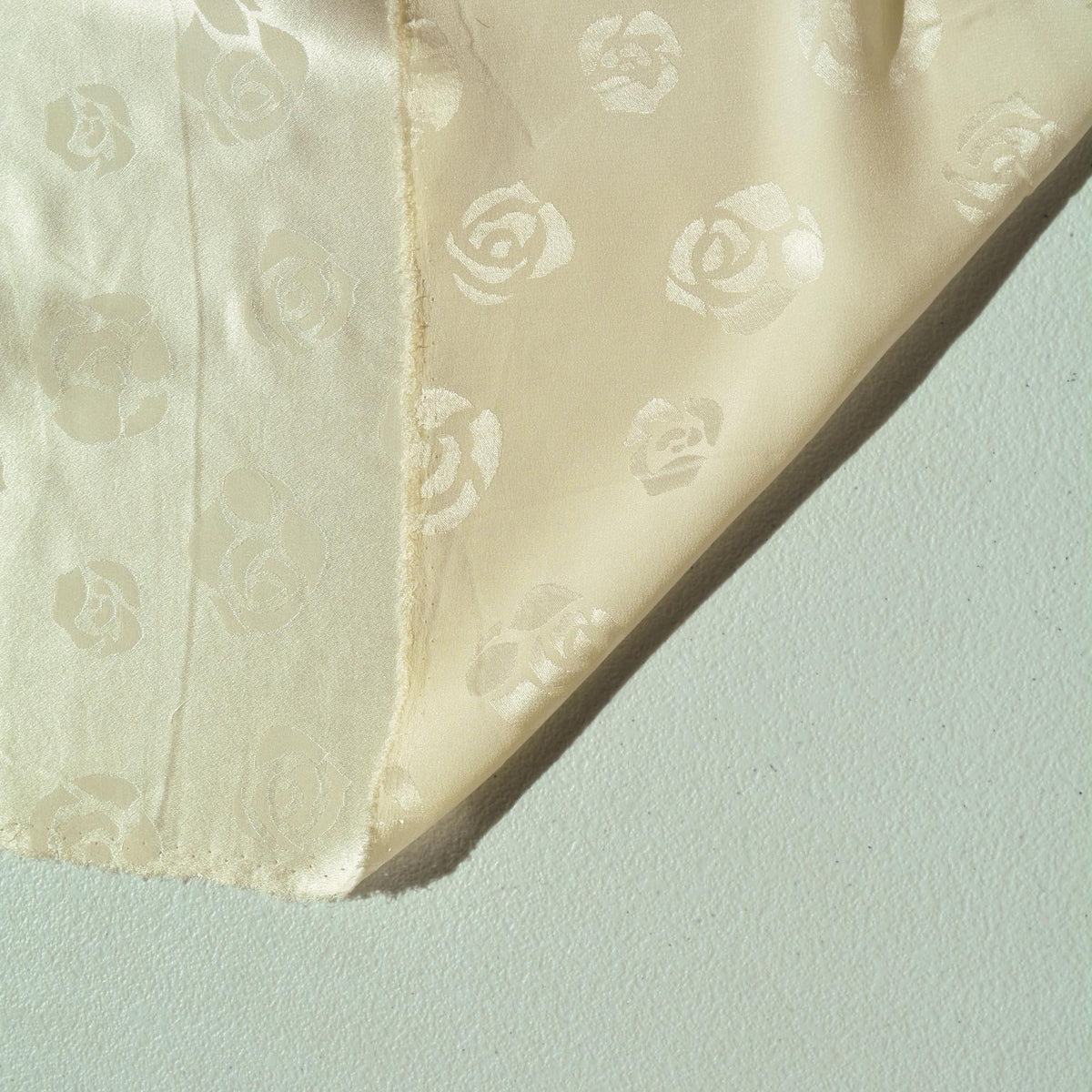 European 100% Silk Jacquard Fabric | Silk Floral Brocade White Roses Fabric | Luxury Bridal & Dressmaking Fabric | By th
