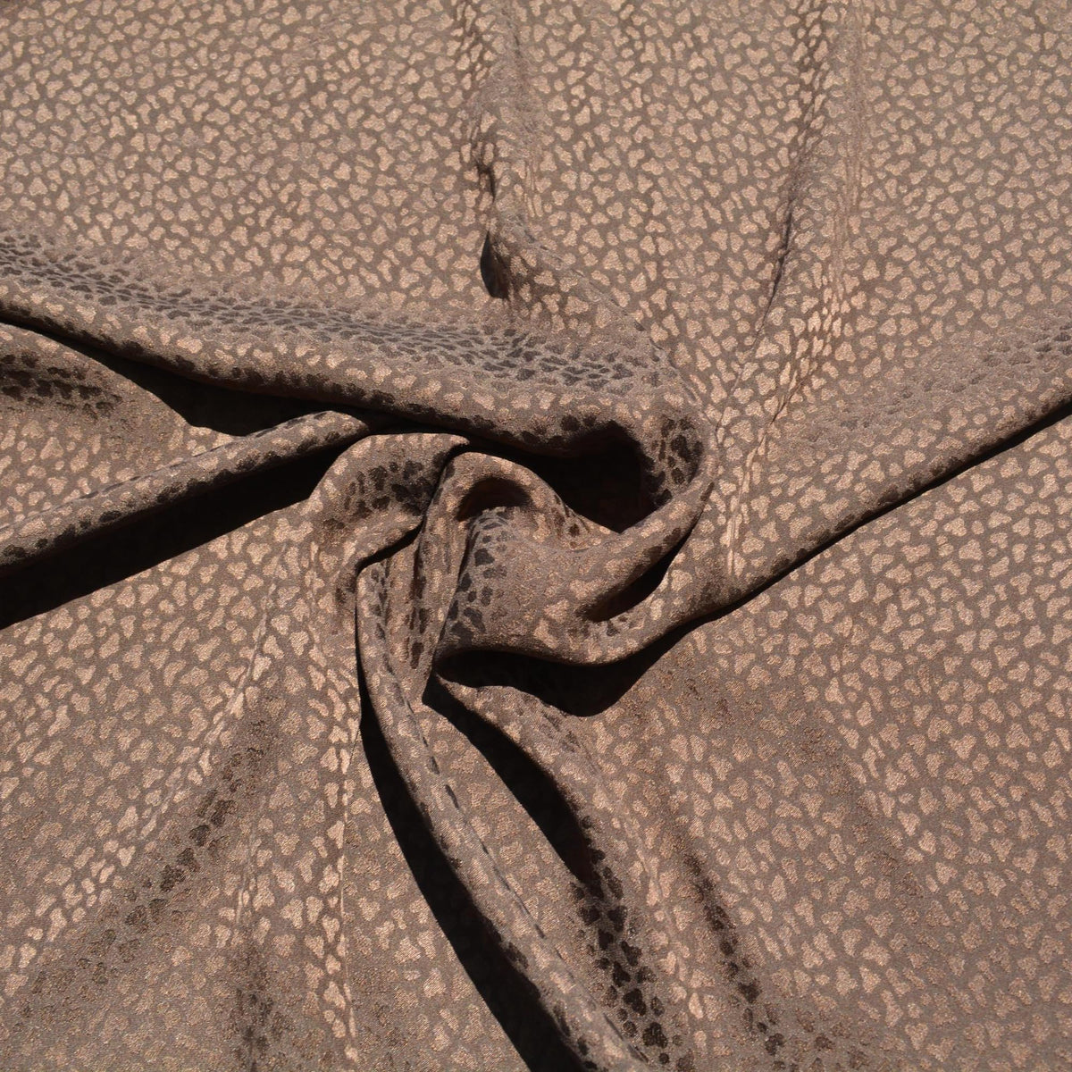 100% Silk Jacquard Fabric | Brown Designer Deadstock | Dresses, Skirts, Special Occasion | By the Yard