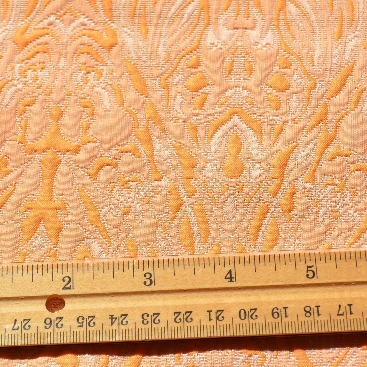 Orange 100% Cotton Brocade Fabric | Designer Deadstock Yardage |By the Yard