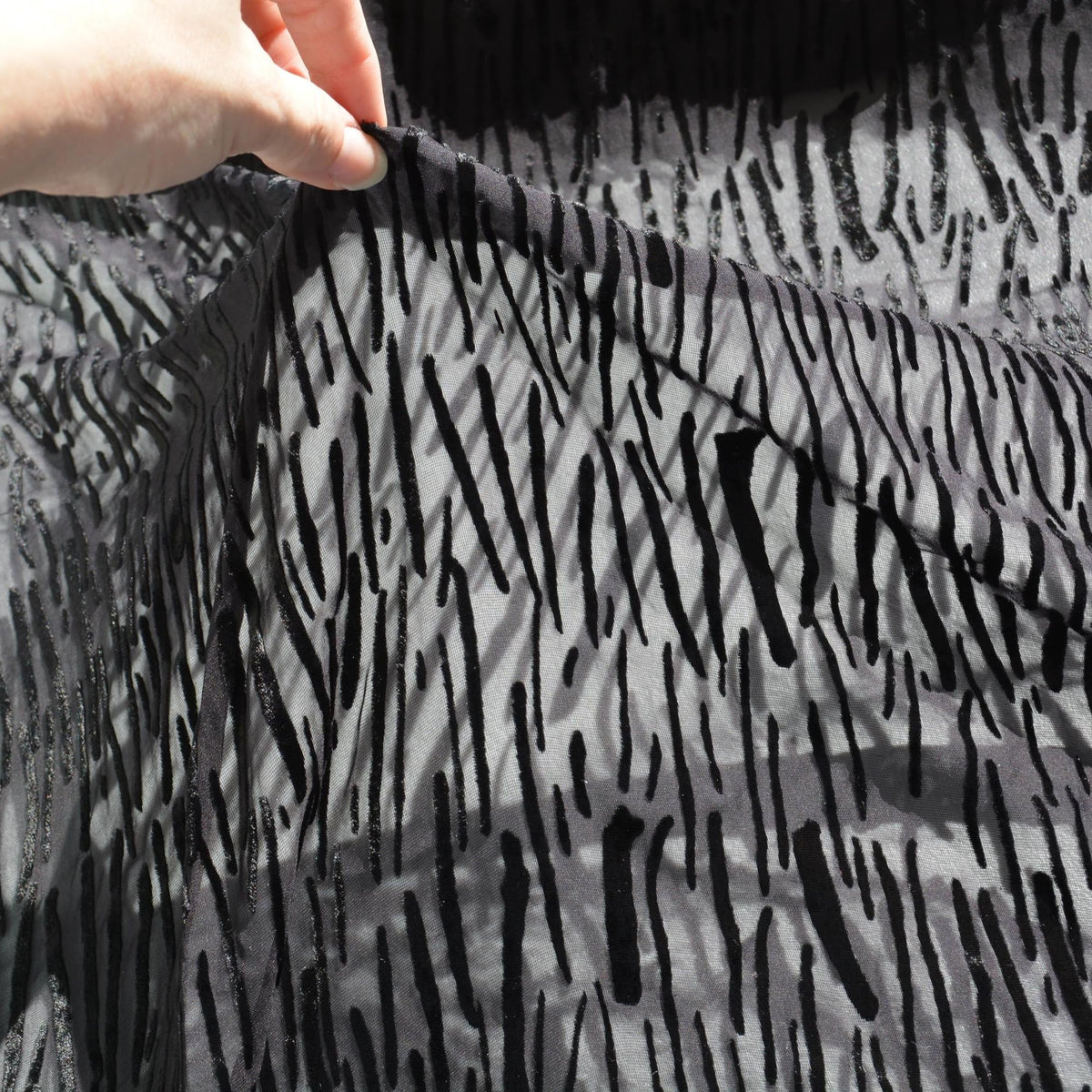 Italian Burnout Fabric Fabric | Sheer Black Lightweight |By the Yard