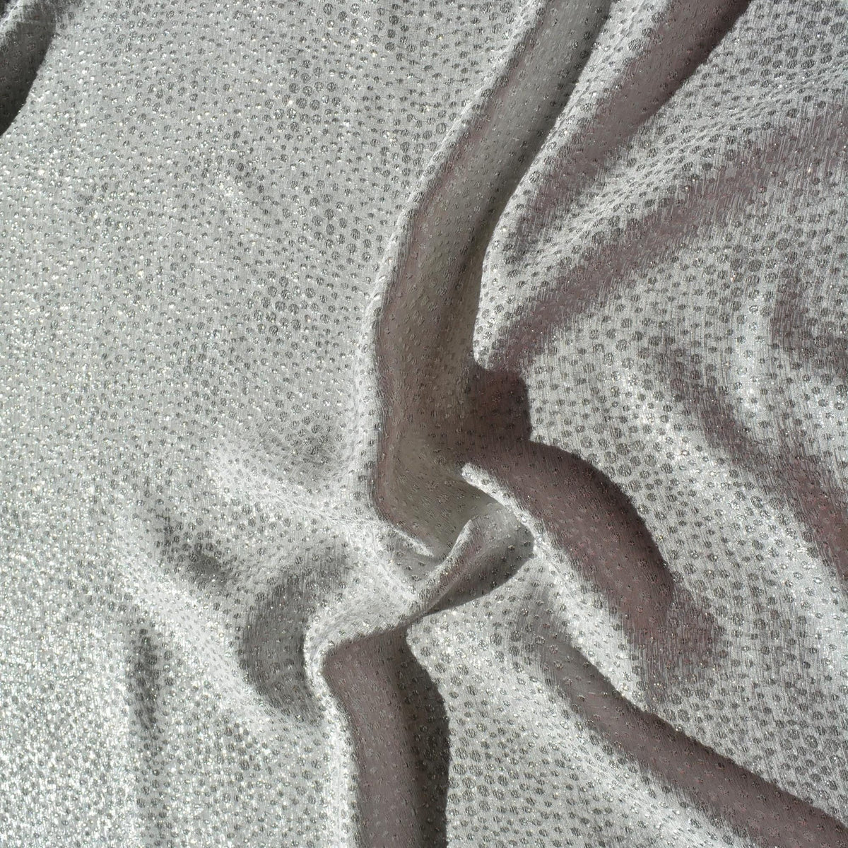 French 100% Silk Fabric | Silver and white Embroidered 46" Wide Luxury Fabric Sewing | By the Yard