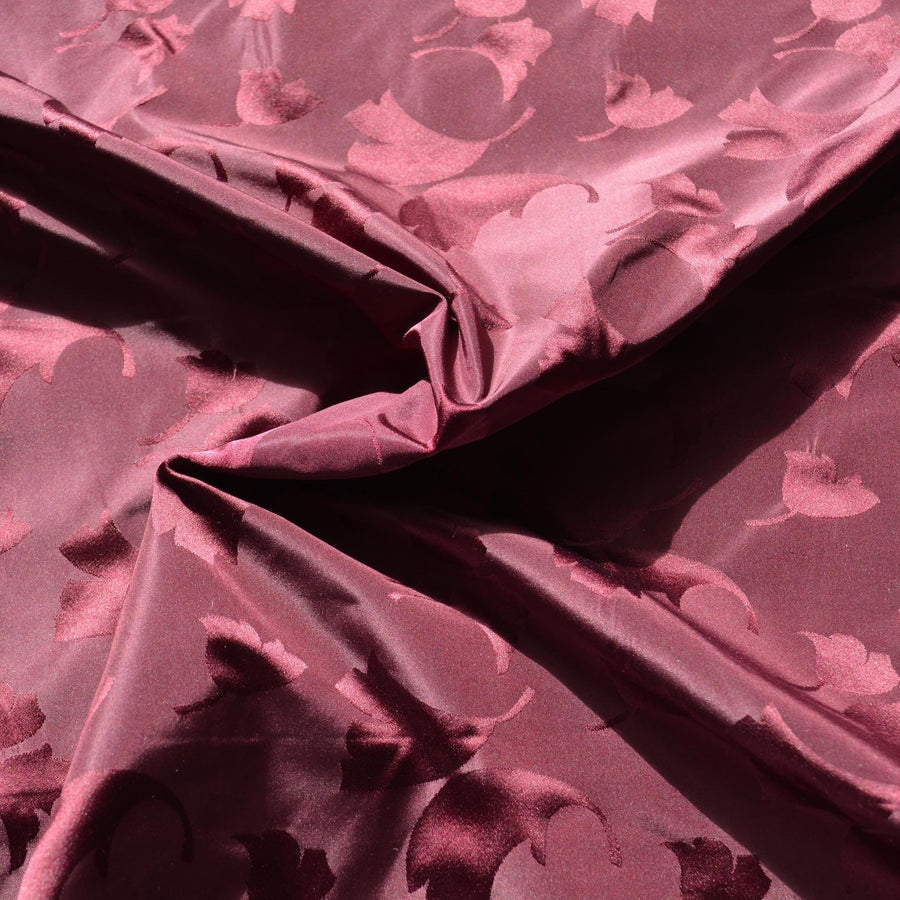 100% Silk Jacquard Fabric | Silk Floral Dark purple 36" Wide Luxury Taffeta Fabric | By the Yard