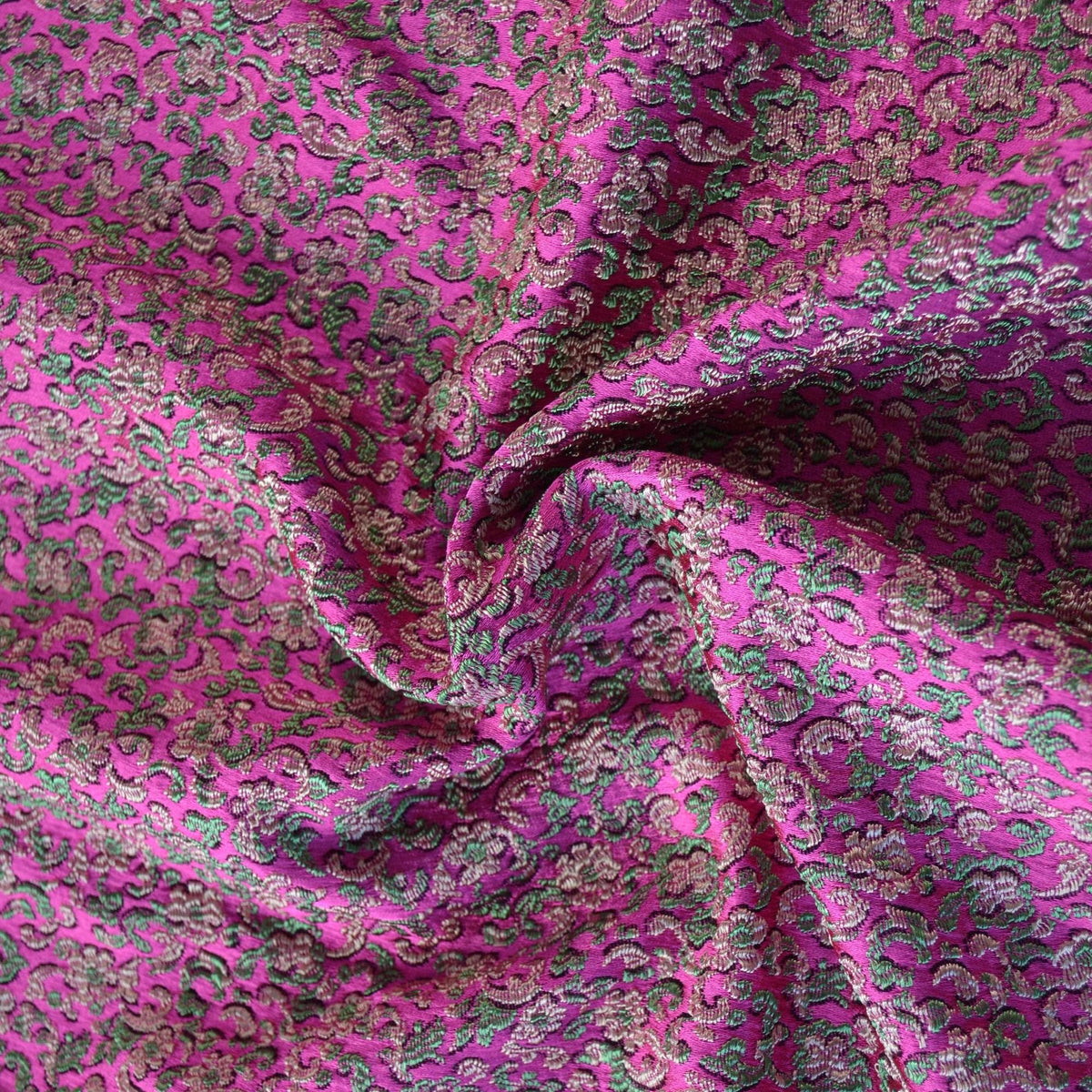 Luxury Silk Brocade Fabric | Pink and green | Upholstery Fabric & Home Decor Textile | Curtain, Drapery, Pillow | By the