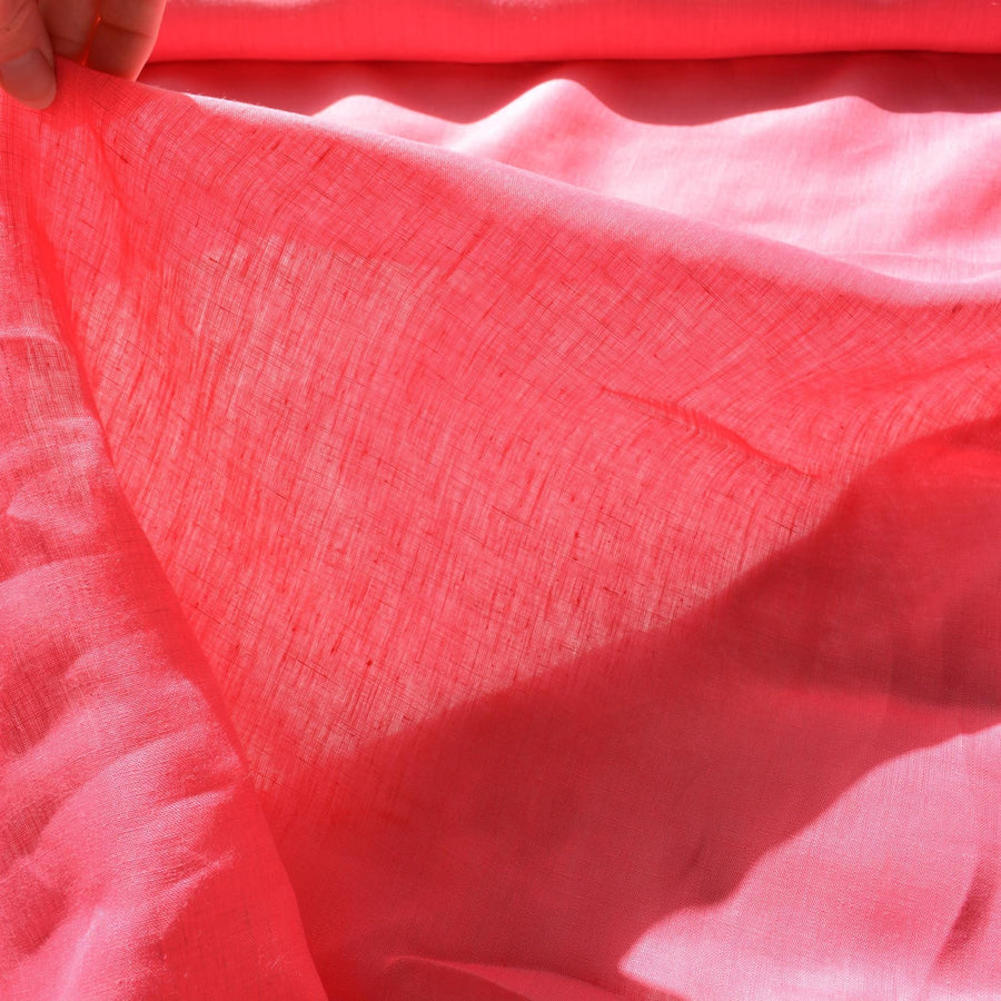 100% Linen Fabric Pink Barbie pink 55" Wide Dressmaking Tailoring | By the Yard