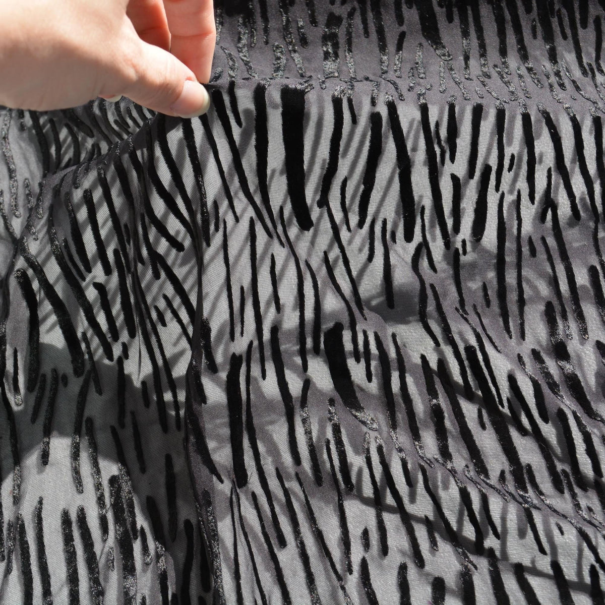 Italian Burnout Fabric Fabric | Sheer Black Lightweight |By the Yard