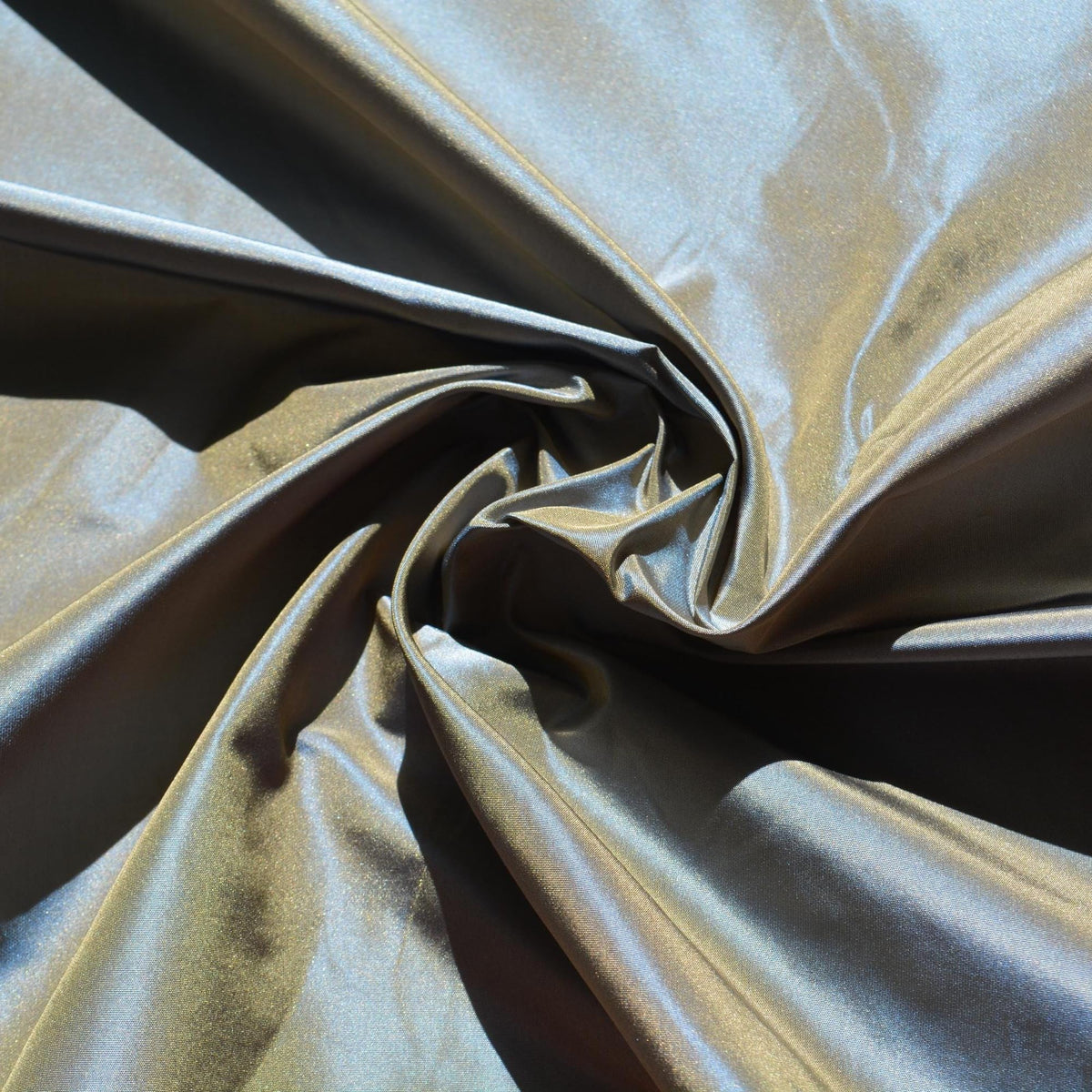 Silk Taffeta Fabric Sky blue and muted gold Two-tone 56" Wide Luxury Fabric | By the Yard
