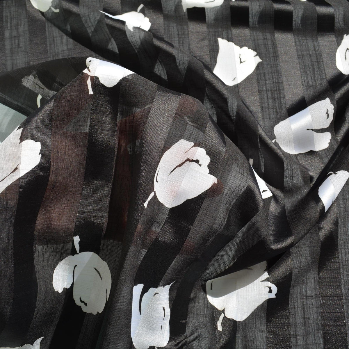 Burnout Fabric Fabric | Black striped | Polyester |By the Yard