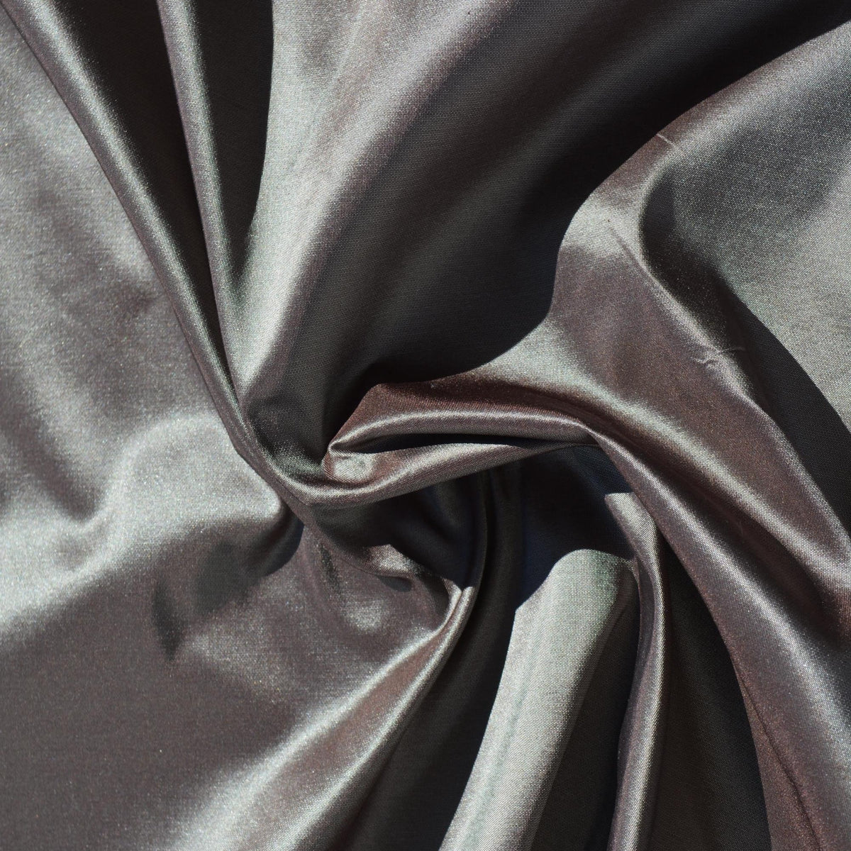Two-Tone Silk Taffeta Fabric | Light gray and brown | Luxury Designer Textile |By the Yard