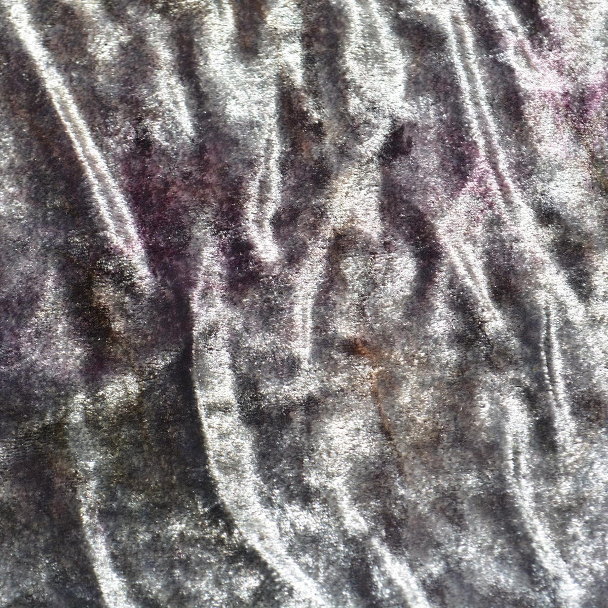 Silver | silk polyester blend | Crushed Velvet | Designer Deadstock | Velvet |By the Yard