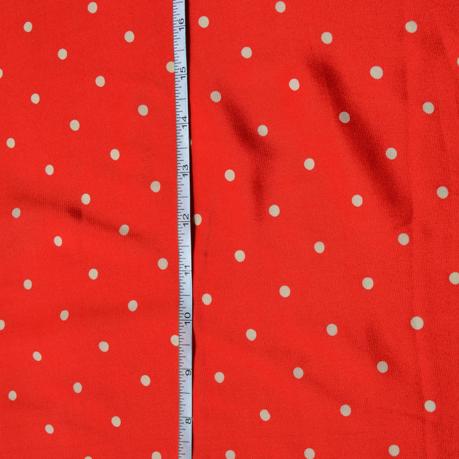100% Silk Crepe de Chine Print Red and white Polka dot 46" Wide Luxury Fabric Sewing | By the Yard