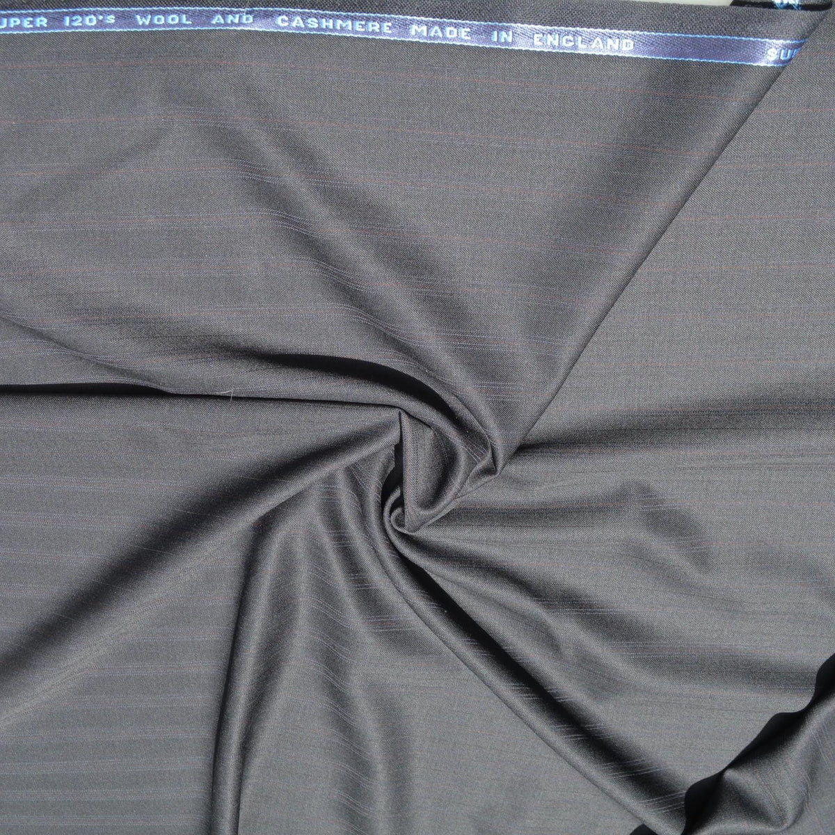 British Super 120s Cashmere Wool Fabric | Grey with red stripes | 60 Inch Wide | Suiting Made In England | By the Yard